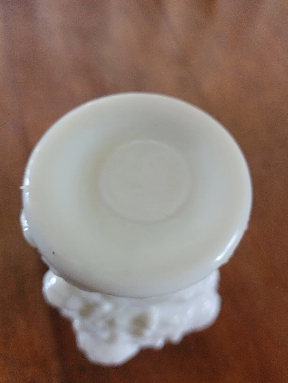 EAPG Opaque White Milk Glass Vase With Puffy Roses (116)